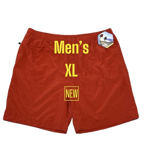 Men's Quest XL Shorts Athletic Rust Back Zipper Pocket Elastic Waist NWT - Picture 2 of 9